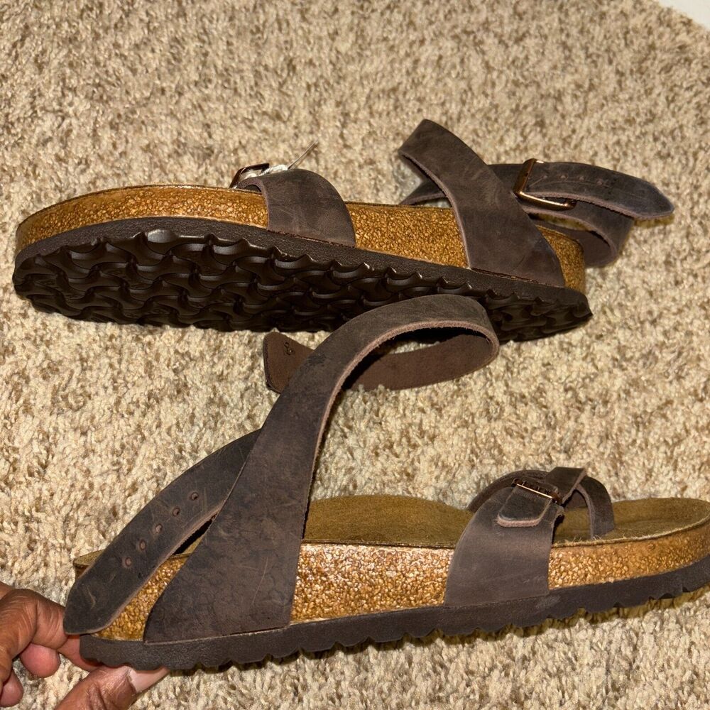 Birkenstock Brown Leather Strappy Sandals - Picture 8 of 10